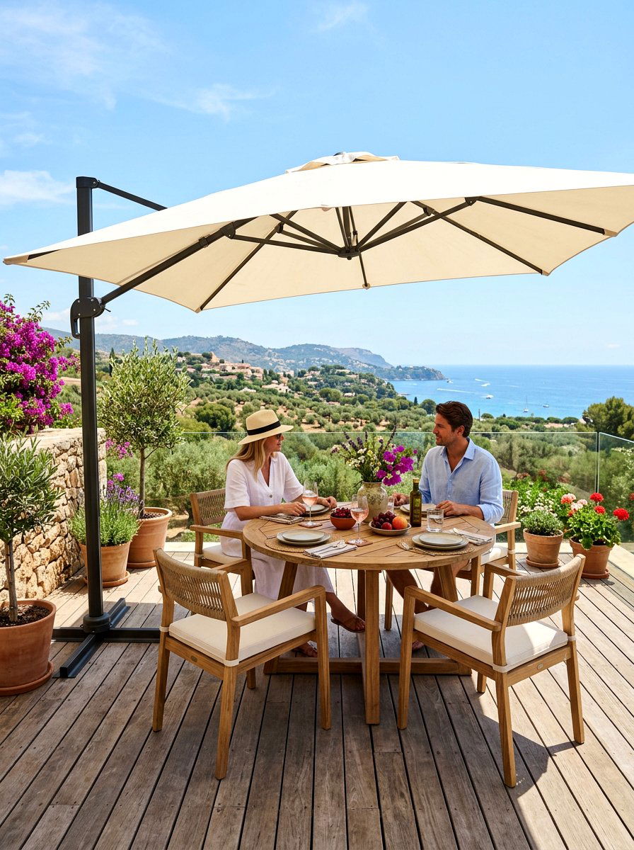 Umbrella Shaded Dining - 30 terrace seating ideas