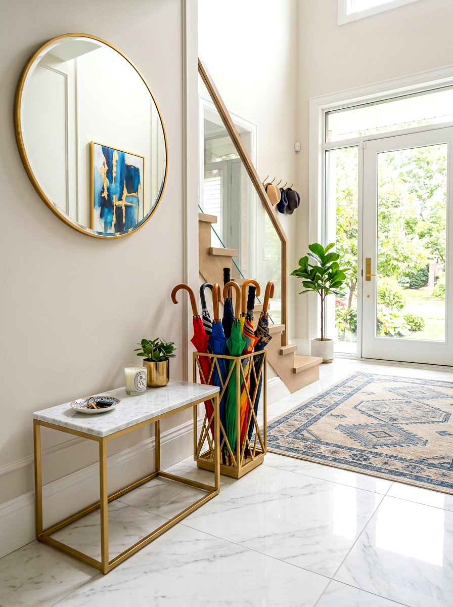 Umbrella stand for entryway - 30 organizing a mudroom ideas