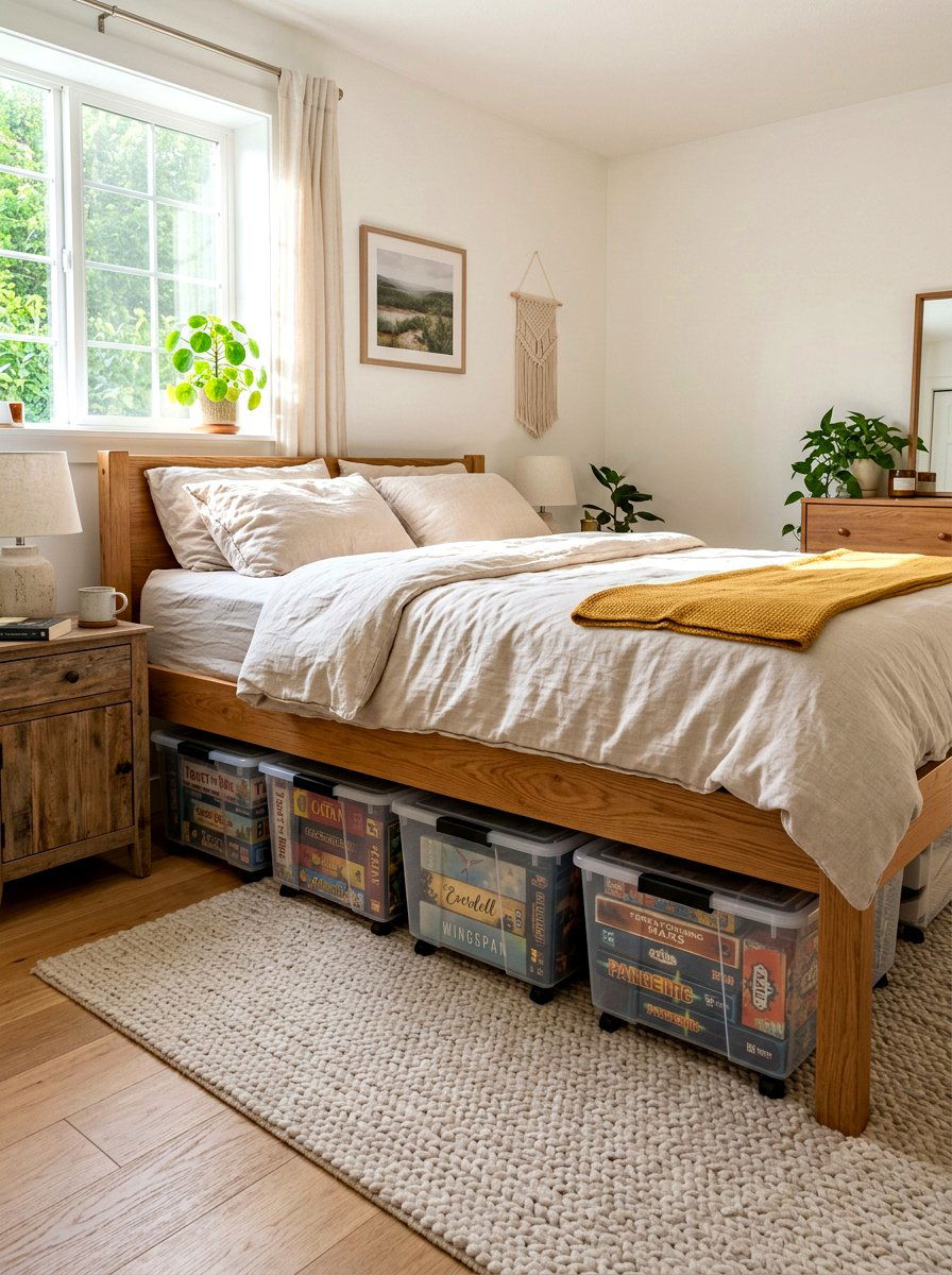 Under Bed Rolling Bin - 30 board game storage ideas