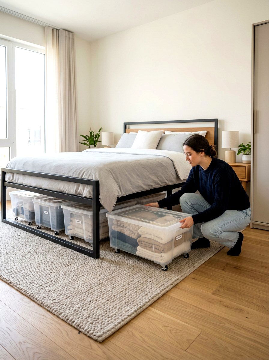 Under Bed Rolling Storage - 30 studio apartment storage ideas