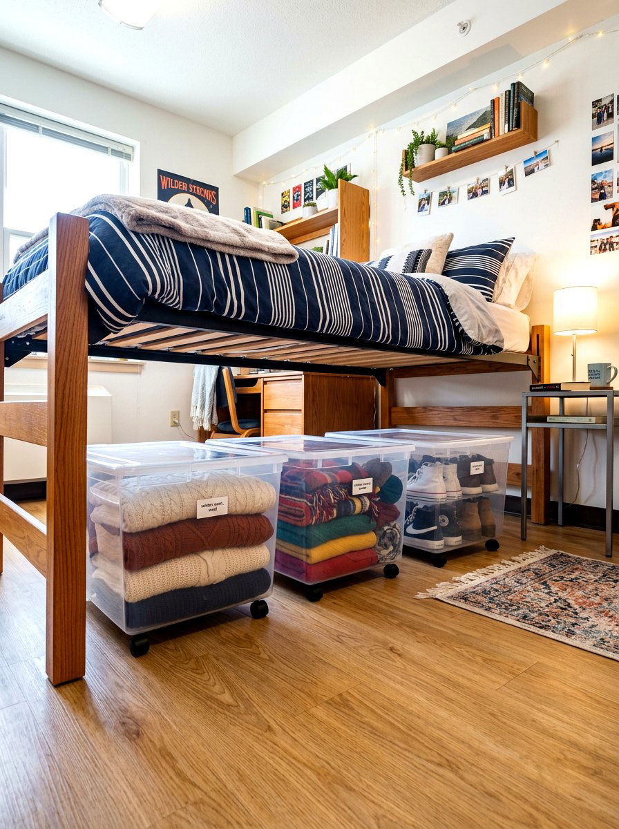 Under Bed Storage Bins - 30 dorm storage ideas
