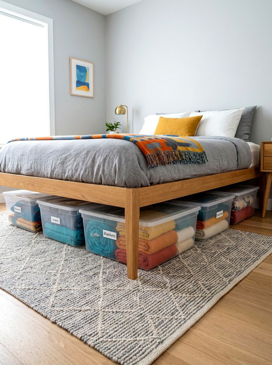 Under Bed Storage Bins - 30 organizing a guest room ideas