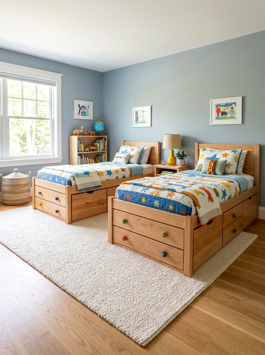Under Bed Storage Drawers - 30 girls shared bedroom ideas