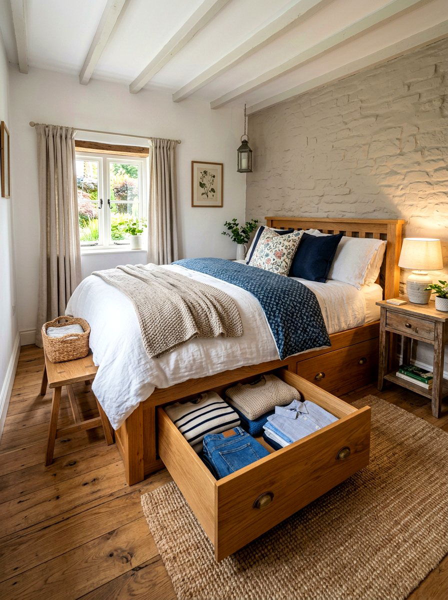 Under Bed Storage Drawers - 30 tiny cottage bedroom ideas