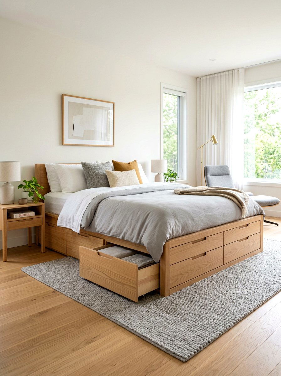 Under Bed Storage Frame - 30 low stimulation bedroom decor ideas