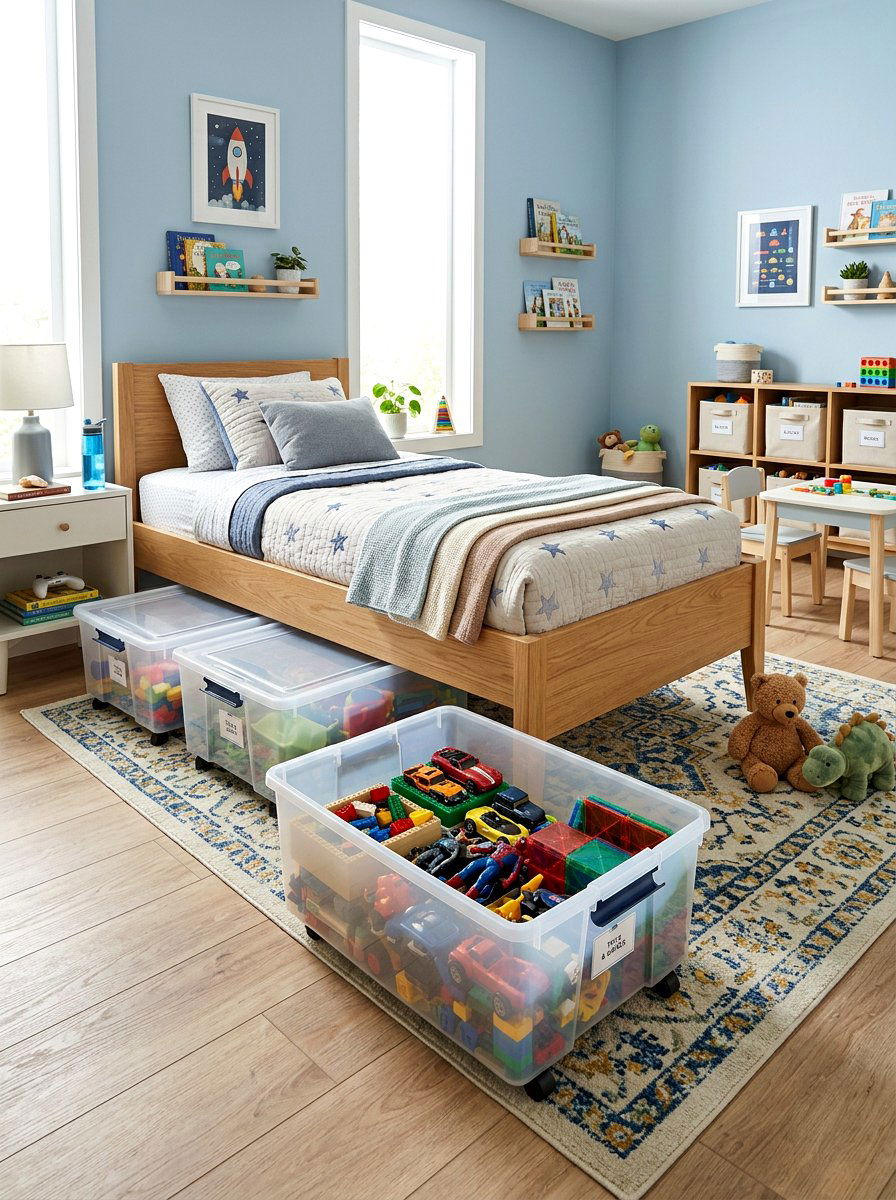 Under Bed Toy Storage - 30 toy library playroom ideas