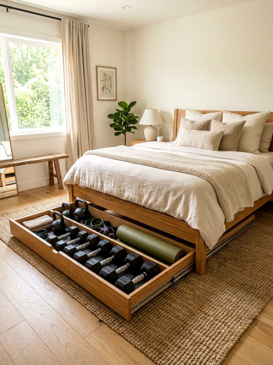 Under Bed Weight Storage - 30 dumbbell storage ideas