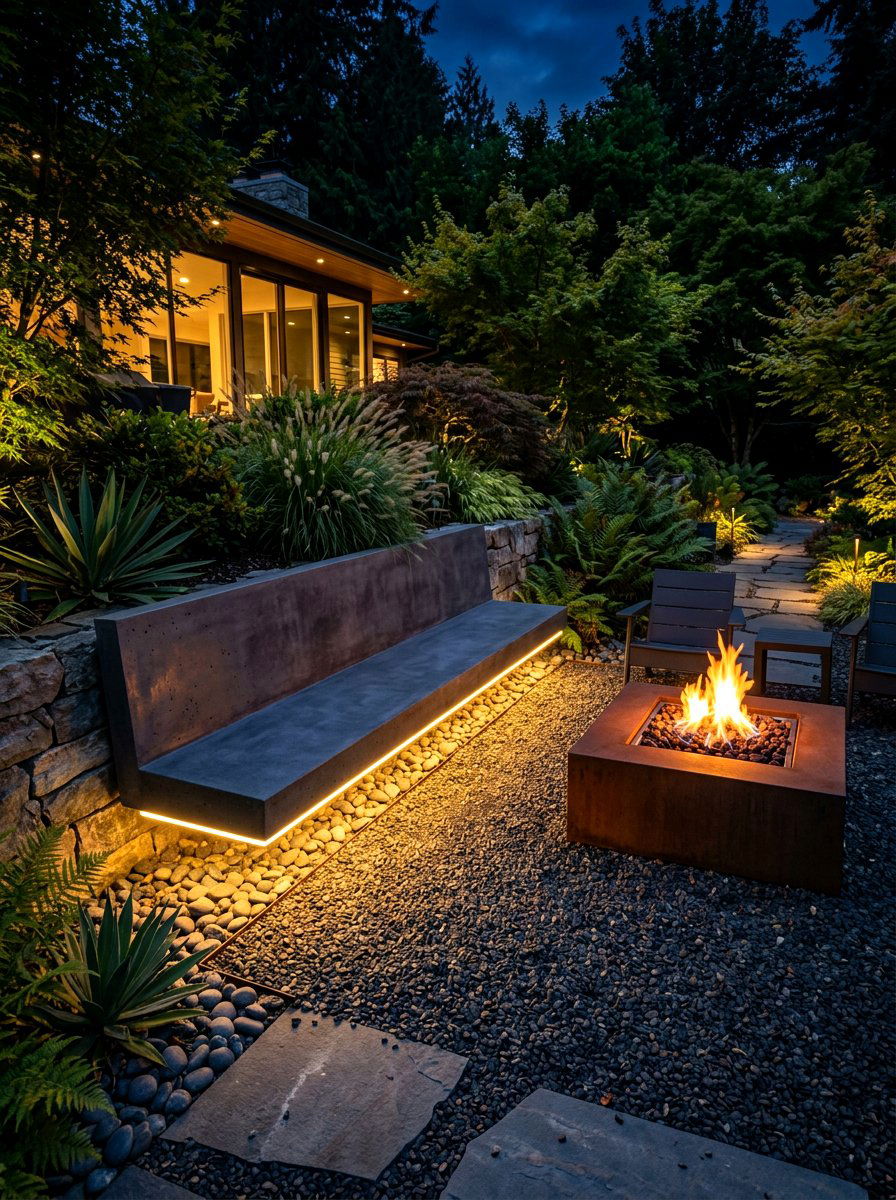 Under Bench LED Strips - 30 backyard lighting ideas