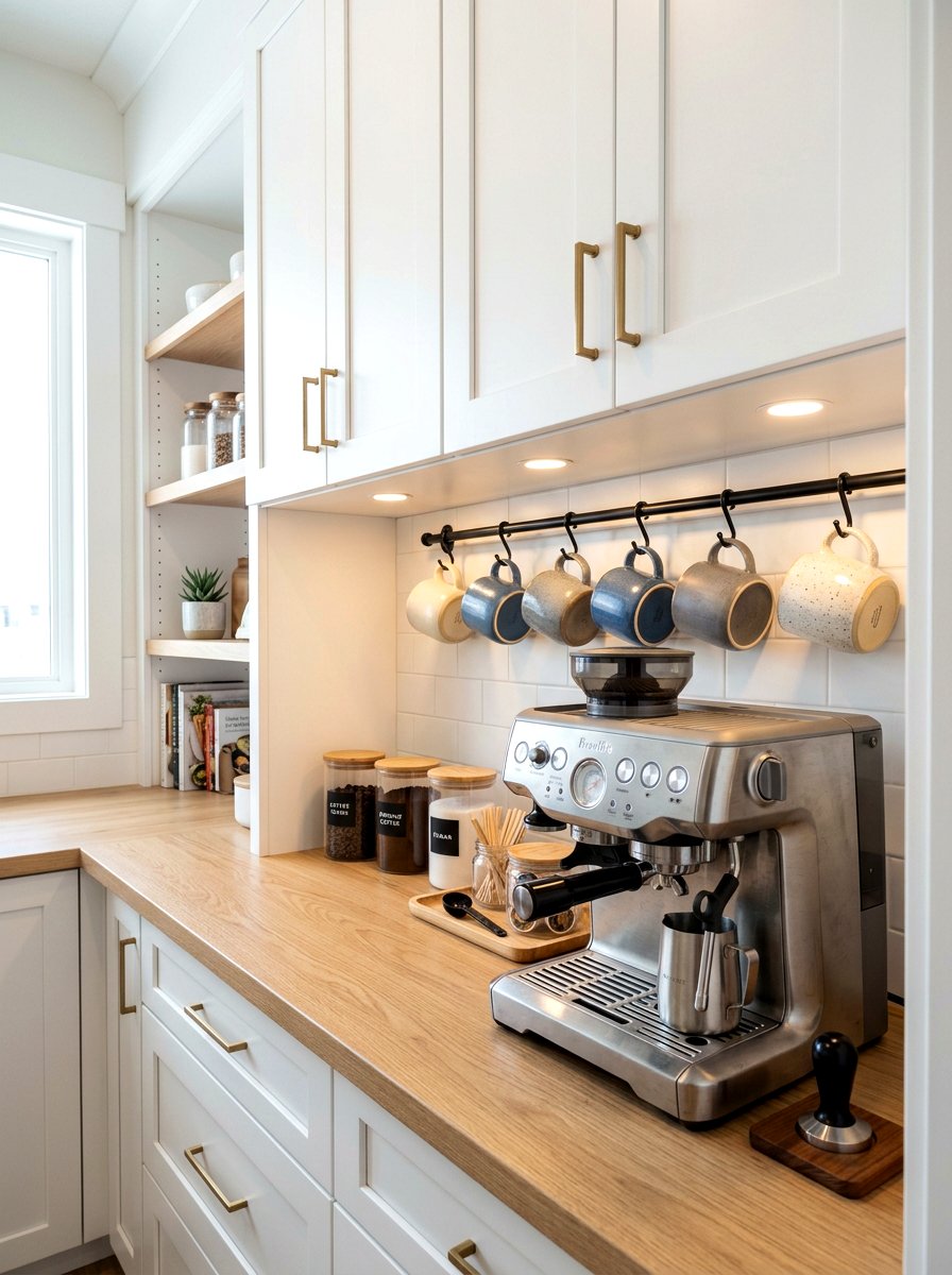 Under Cabinet Coffee Bar - 30 coffee nook pantry ideas