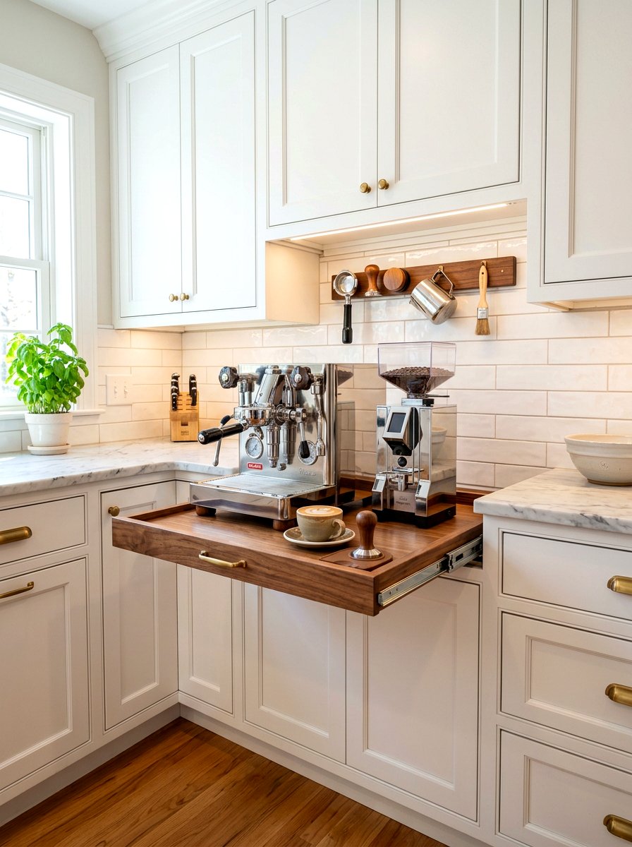 Under Cabinet Coffee Setup - 30 espresso nook kitchen ideas