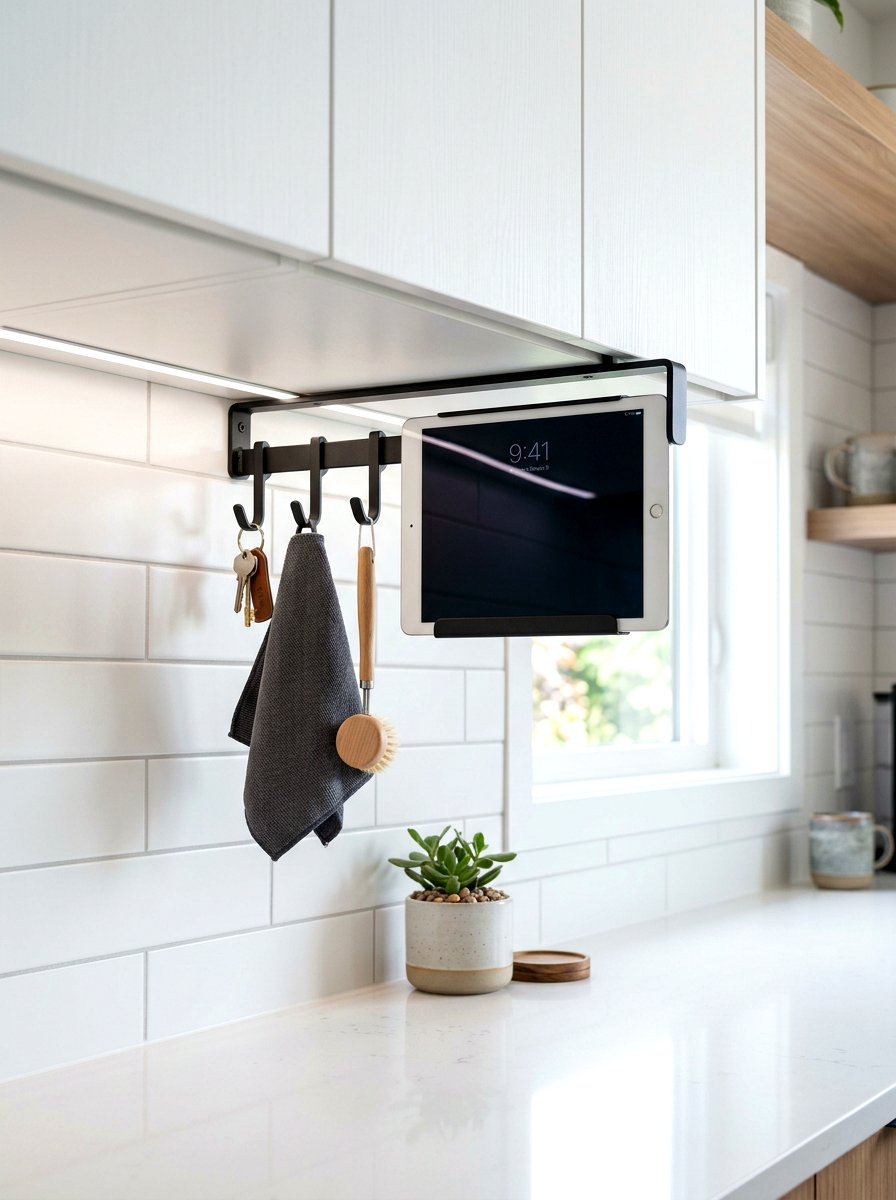 Under Cabinet Device Storage - 30 charging station entryway ideas