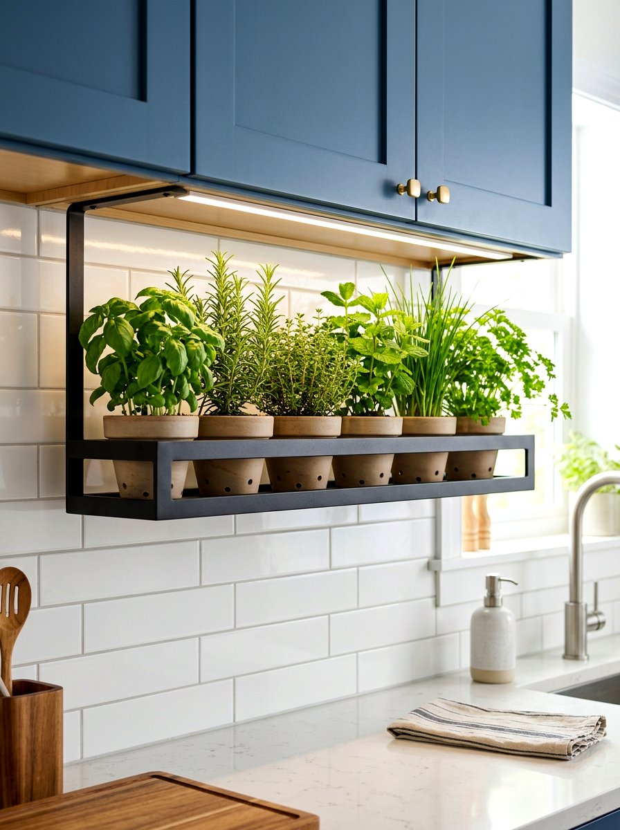 Under Cabinet Hanging Herb Tray - 30 hanging herb garden ideas