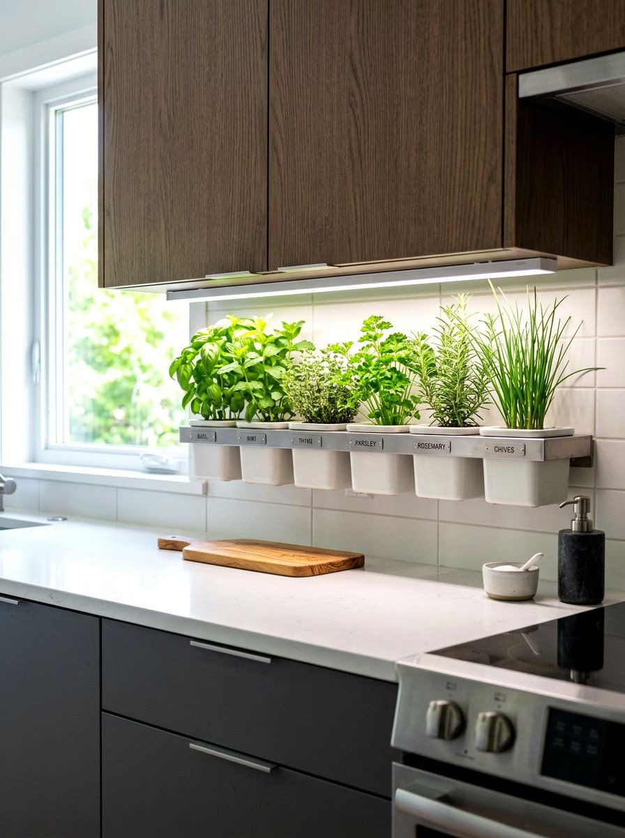 Under Cabinet LED Herb Garden - 30 small herb garden ideas