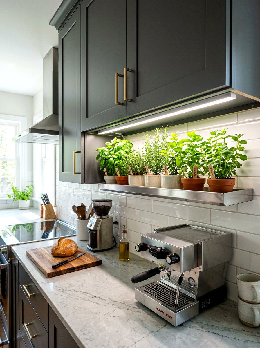 Under Cabinet LED Herb Garden - 30 modern herb garden ideas