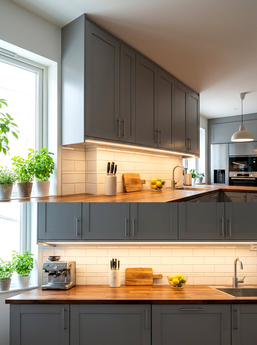 Under Cabinet LED Lighting - 30 tiny house kitchen ideas