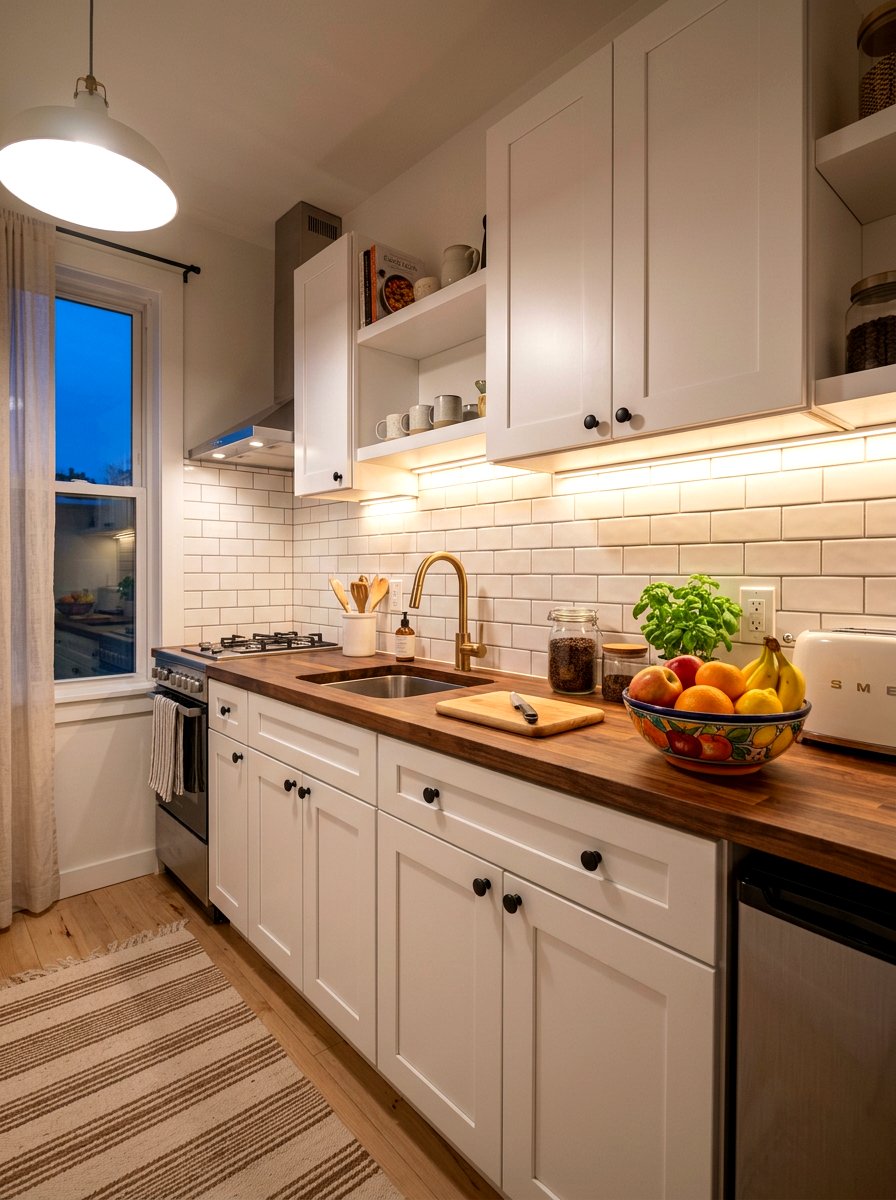 Under Cabinet Light - 30 tiny apartment kitchen ideas