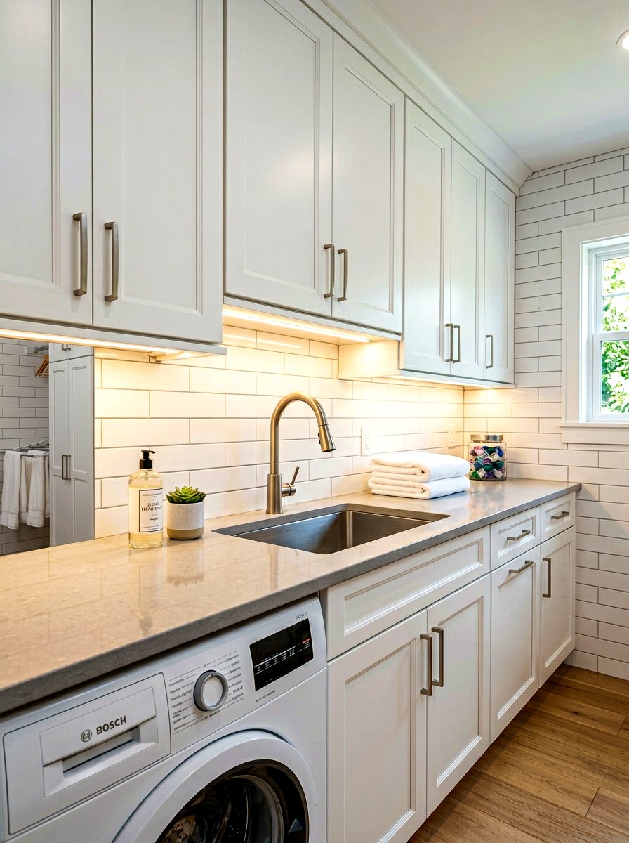 Under Cabinet Lighting - 30 laundry room organization ideas