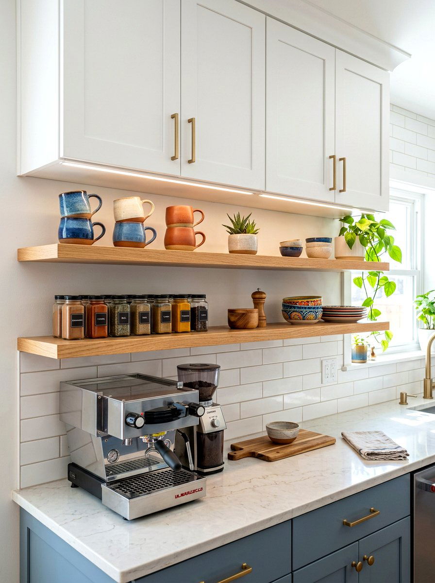 Under Cabinet Open Shelves - 30 open shelving kitchen decor ideas