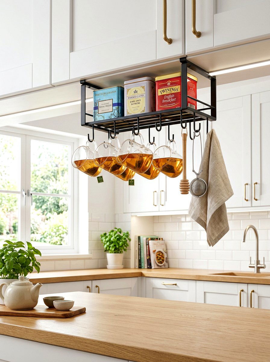 Under Cabinet Organizer - 30 tea shelf styling ideas