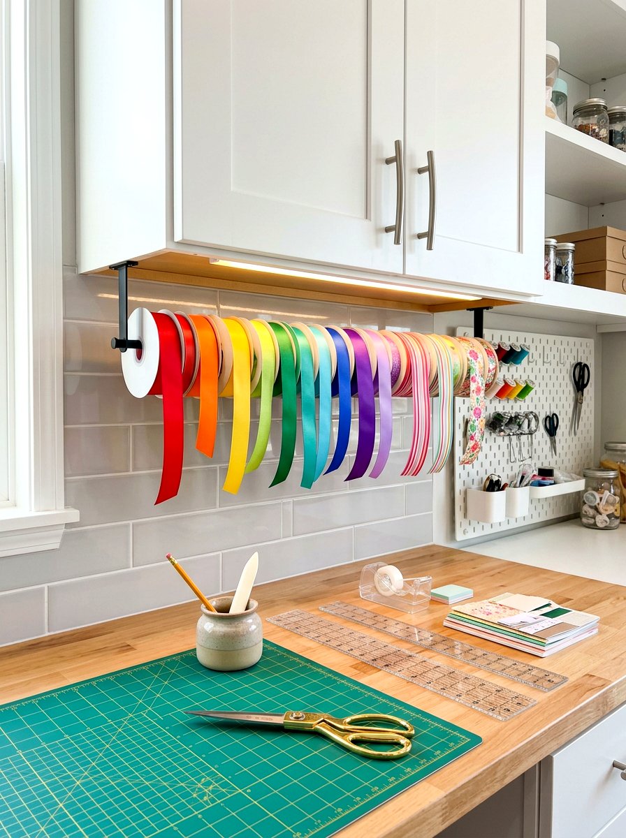 Under Cabinet Ribbon Holder - 30 ribbon storage ideas