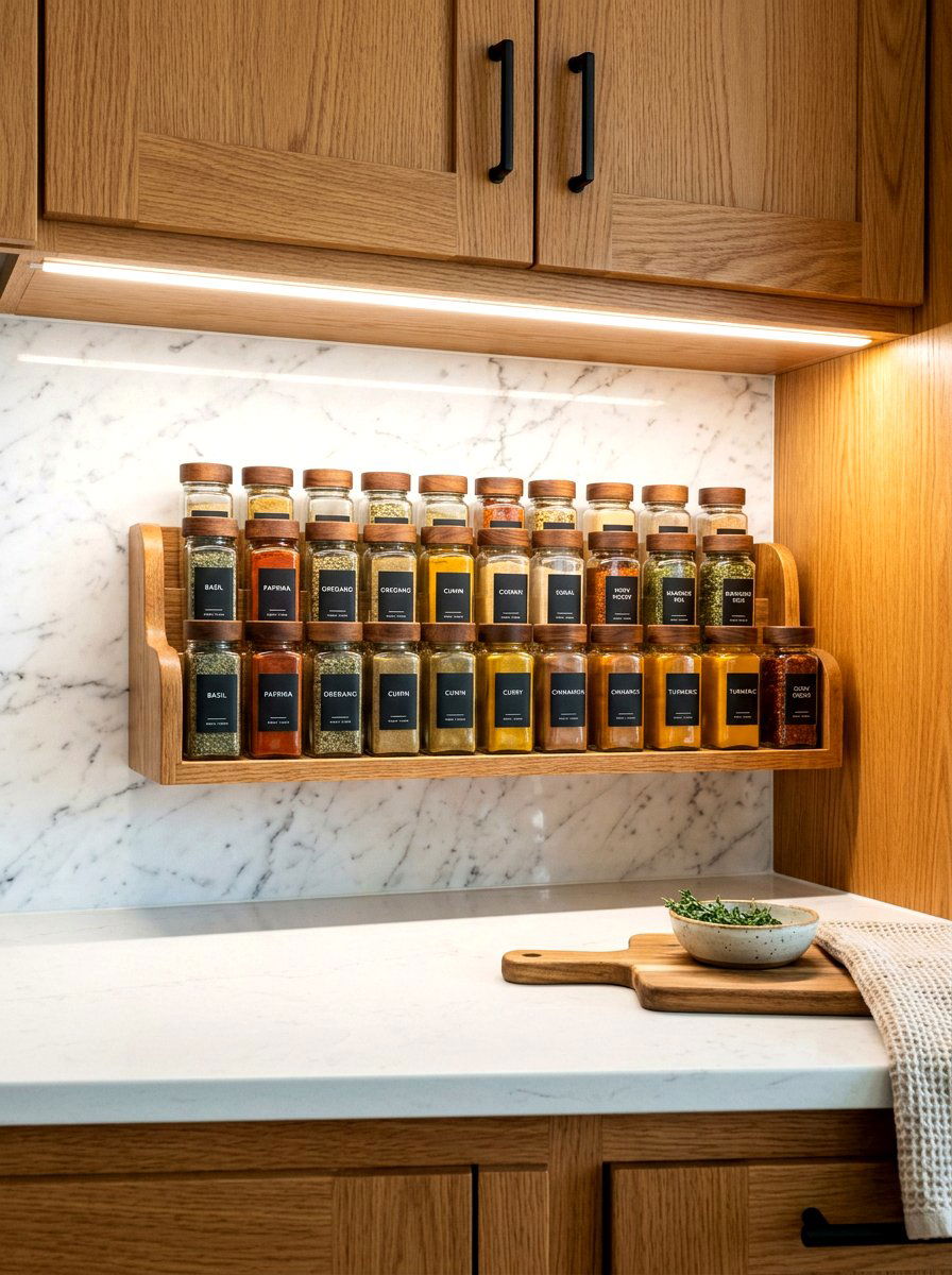 Under Cabinet Spice Rack - 30 baking station ideas