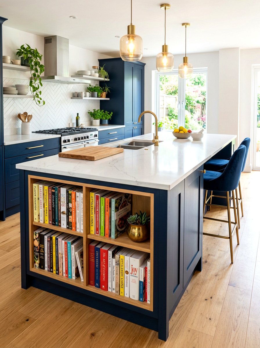 Under Counter Cookbook Storage - 30 library kitchen ideas