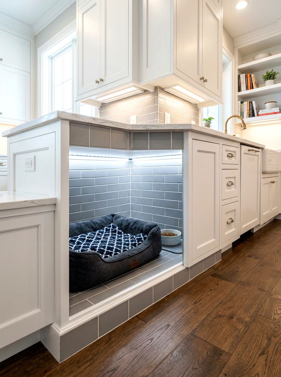 Under Counter Dog Feeding Station - 30 aesthetic pet station kitchen ideas
