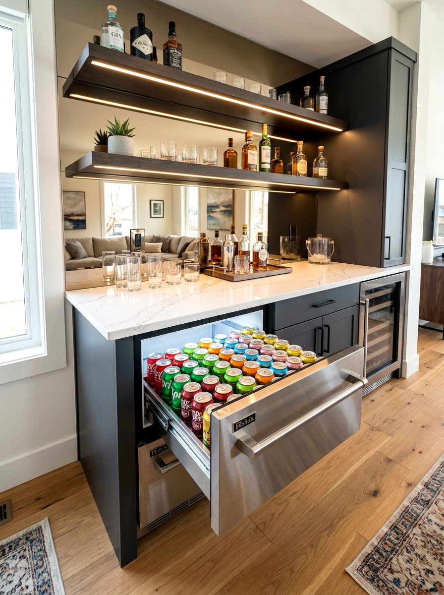 Under Counter Soda Drawer - 30 beverage drawer ideas