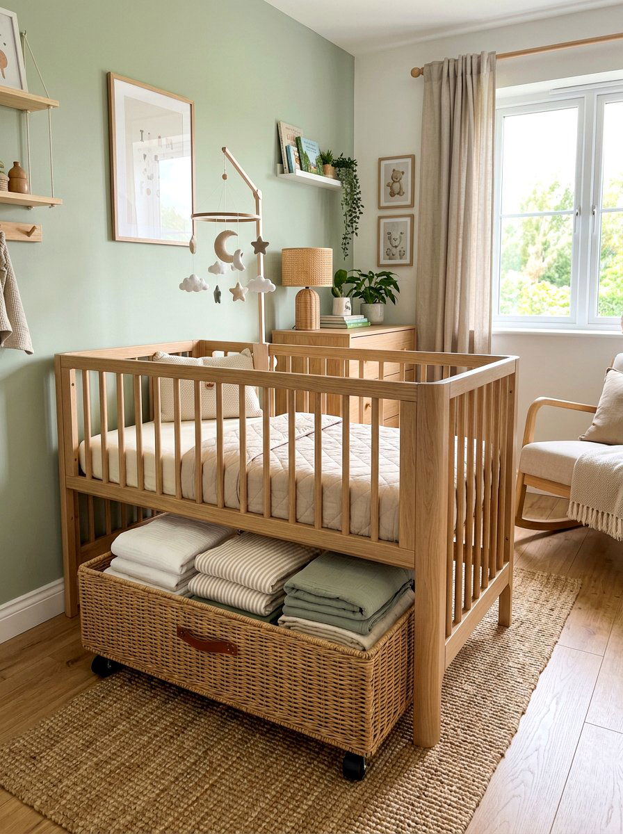 Under Crib Storage Basket - 30 nursery storage basket ideas