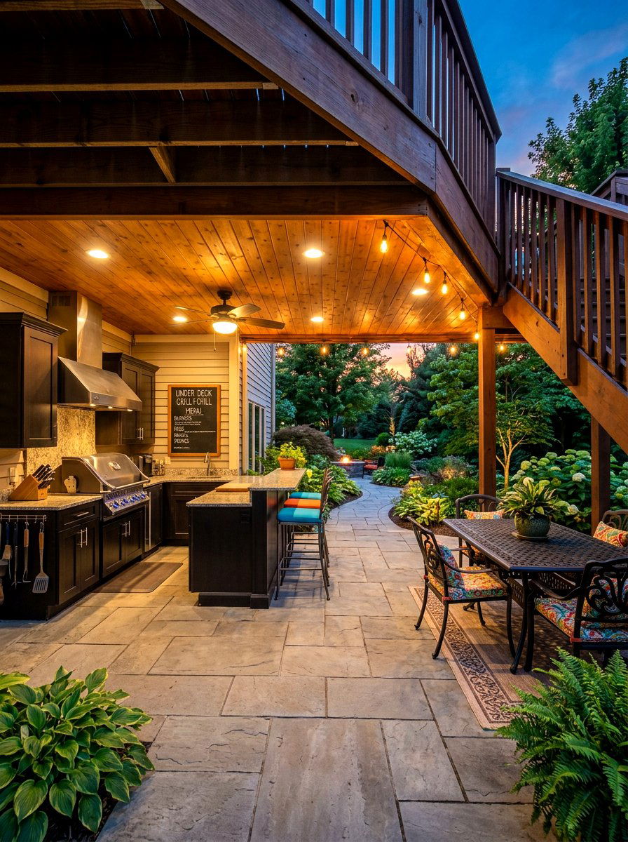 Under Deck BBQ Area - 30 grill patio layout ideas