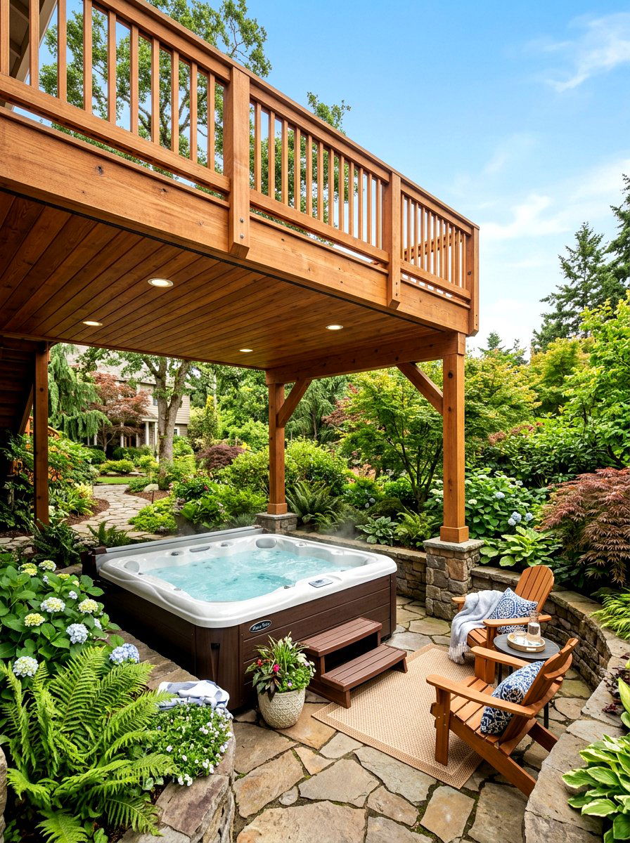 Under Deck Hot Tub Space - 30 hot tub deck ideas