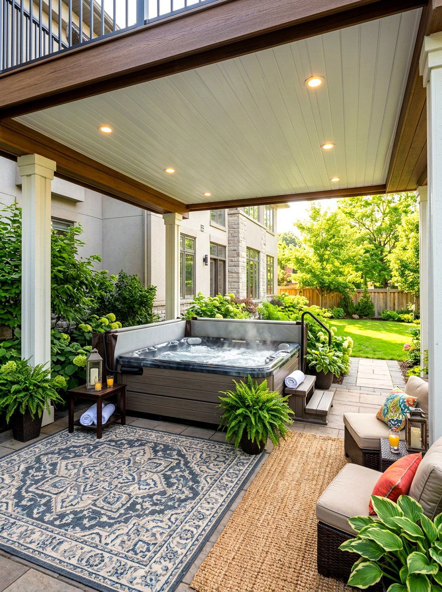 Under Deck Hot Tub - 30 hot tub patio ideas