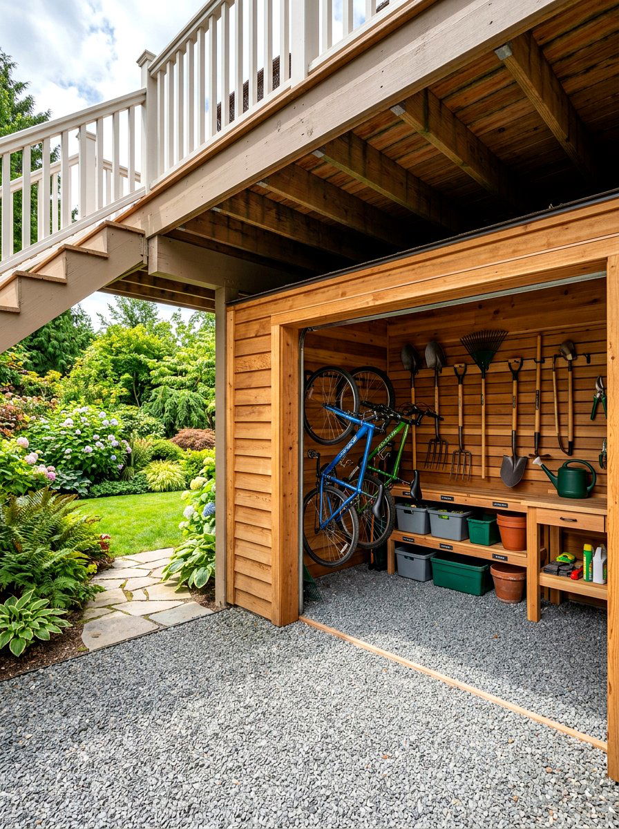 Under Deck Shed - 30 deck storage ideas