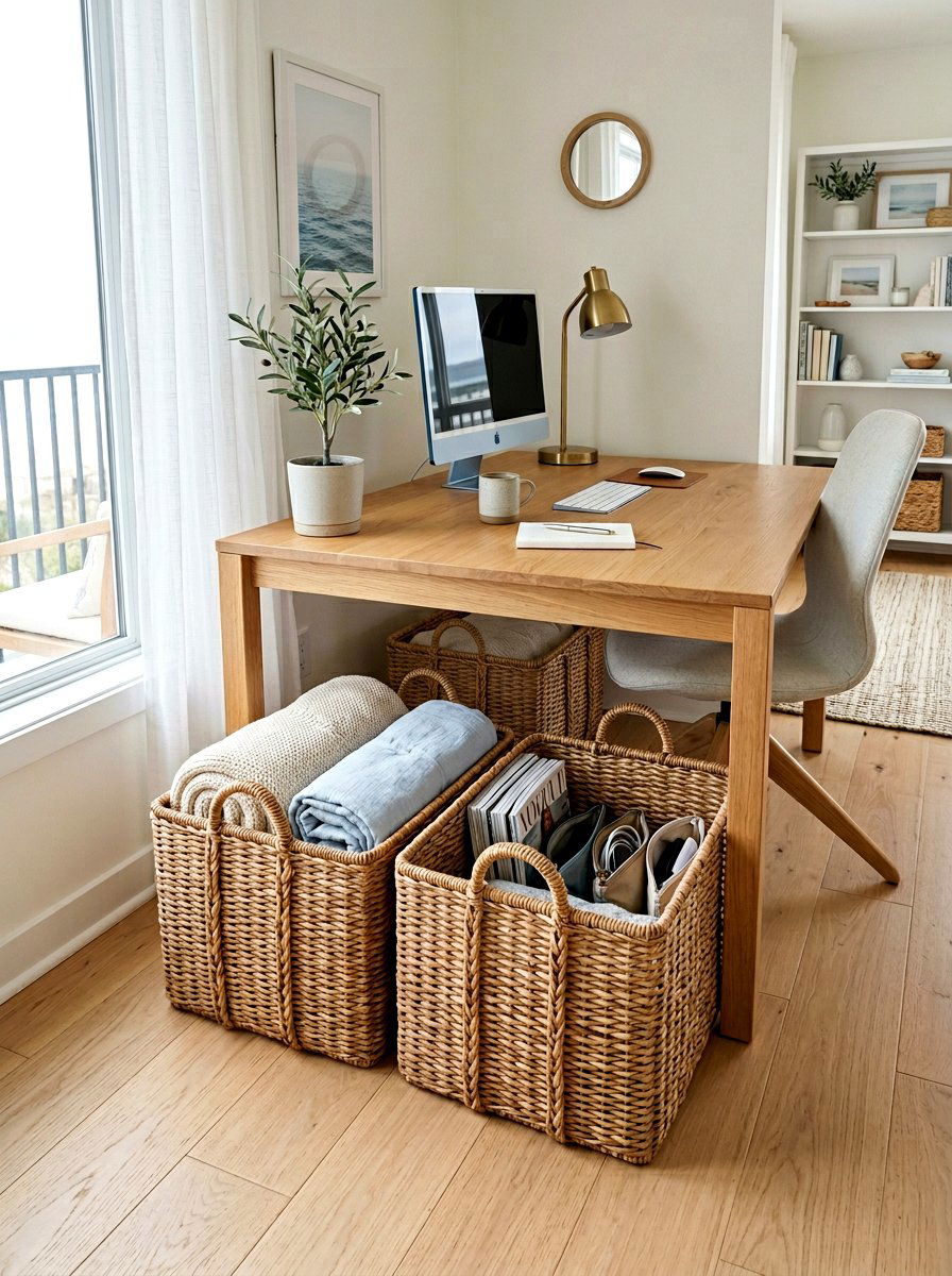 Under Desk Baskets - 30 home office storage ideas