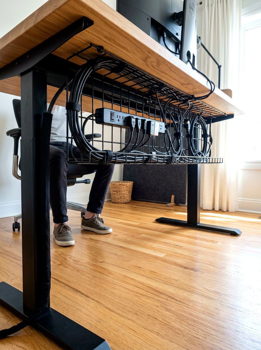 Under Desk Cable Management - 30 organizing a home office ideas