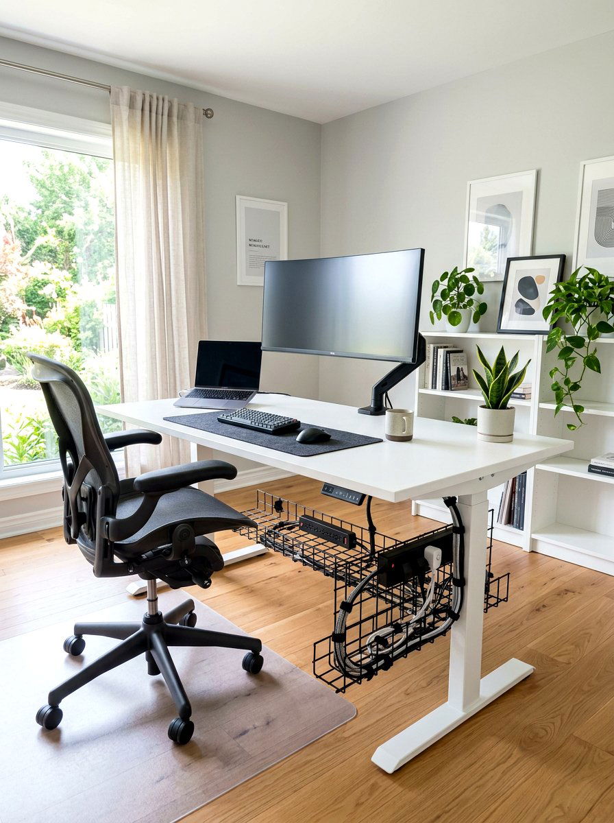 Under Desk Cable Tray - 30 office cable management ideas