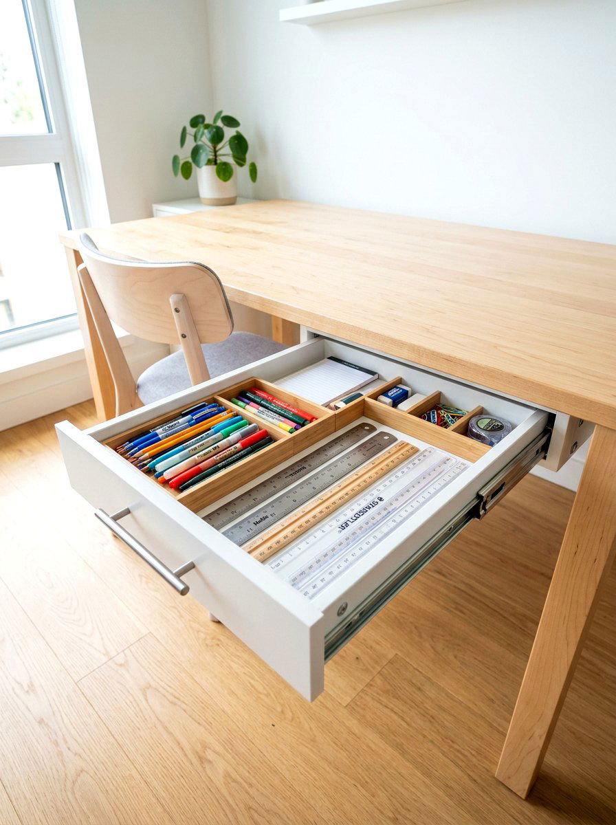 Under Desk Drawer - 30 organizing a craft room ideas