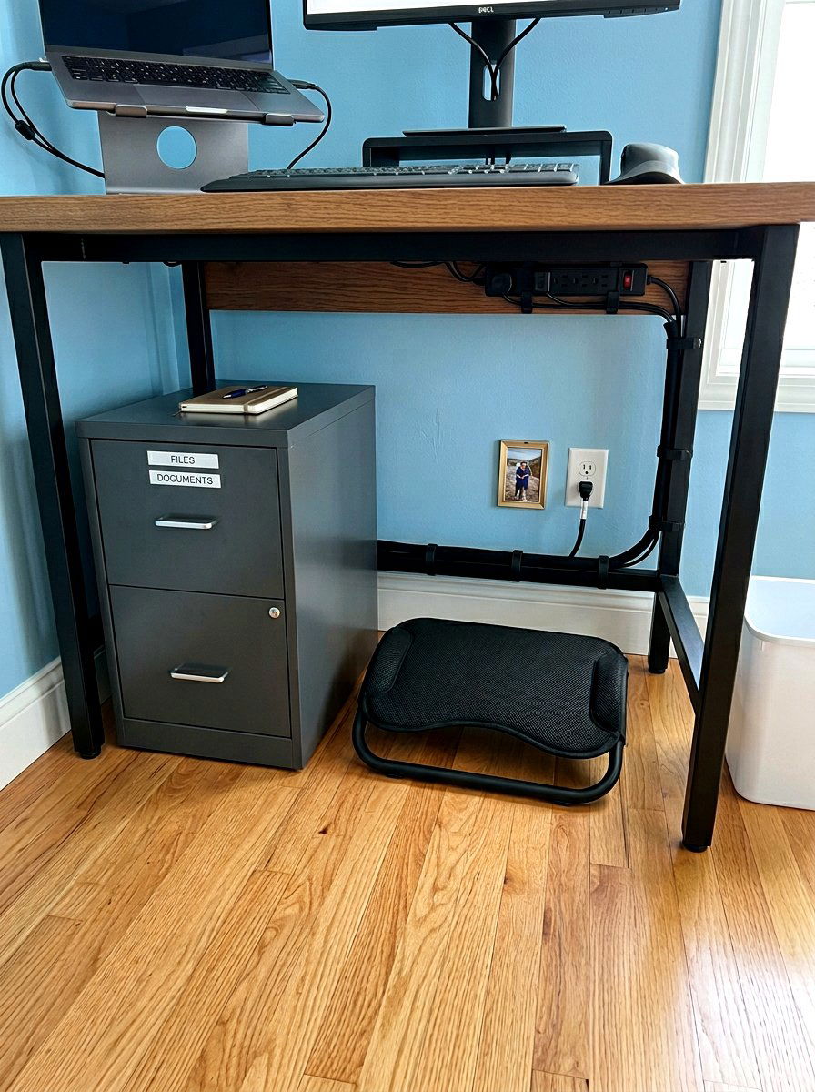 Under Desk Organization - 30 dorm desk ideas