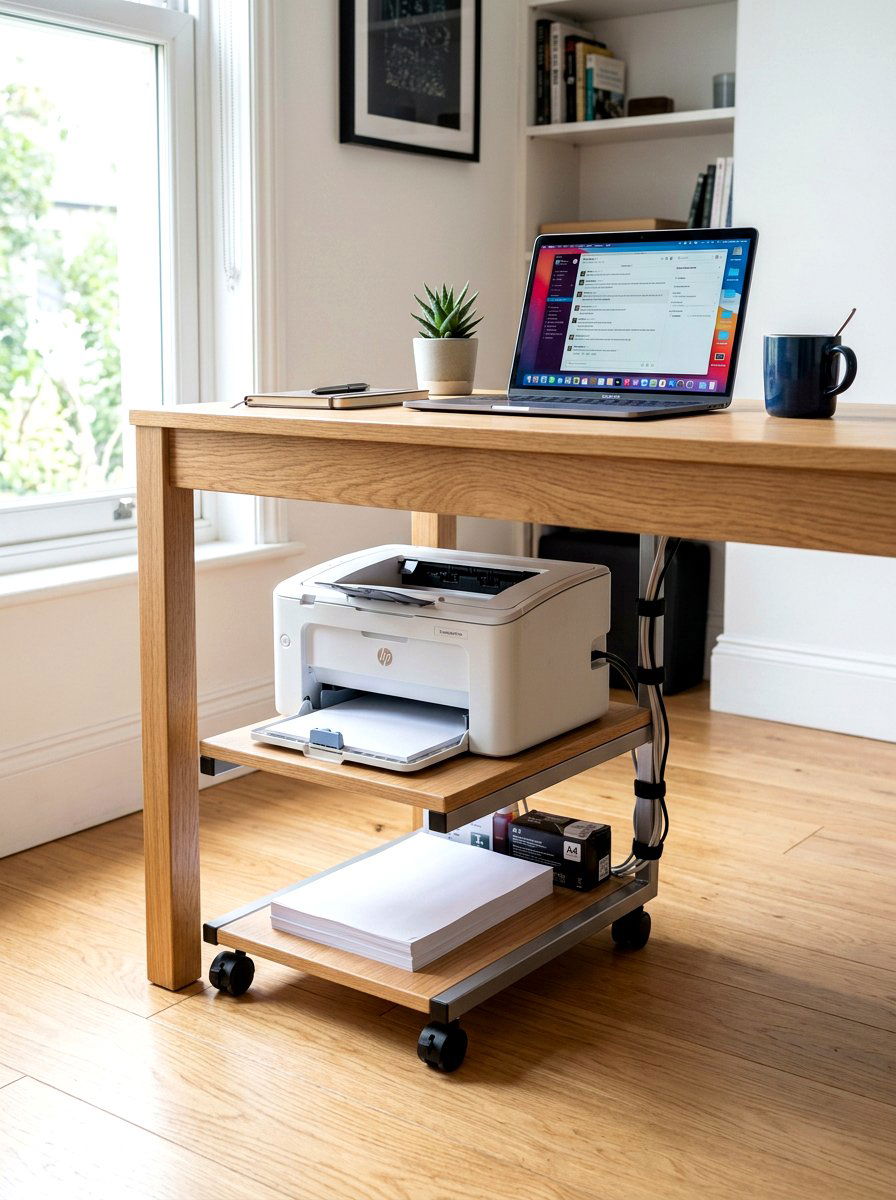 Under Desk Printer Stand - 30 printer nook ideas