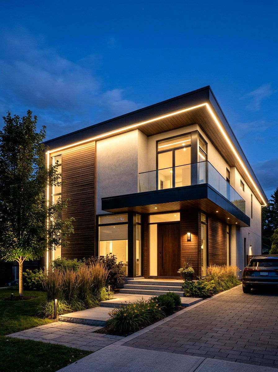 Under Eave LED Strip - 30 outdoor entry lighting ideas