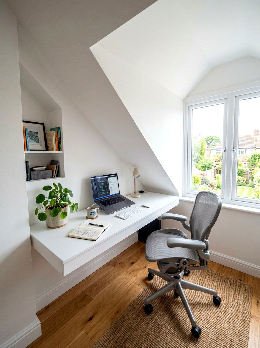 Under Eaves Desk - 30 sloped ceiling bedroom ideas