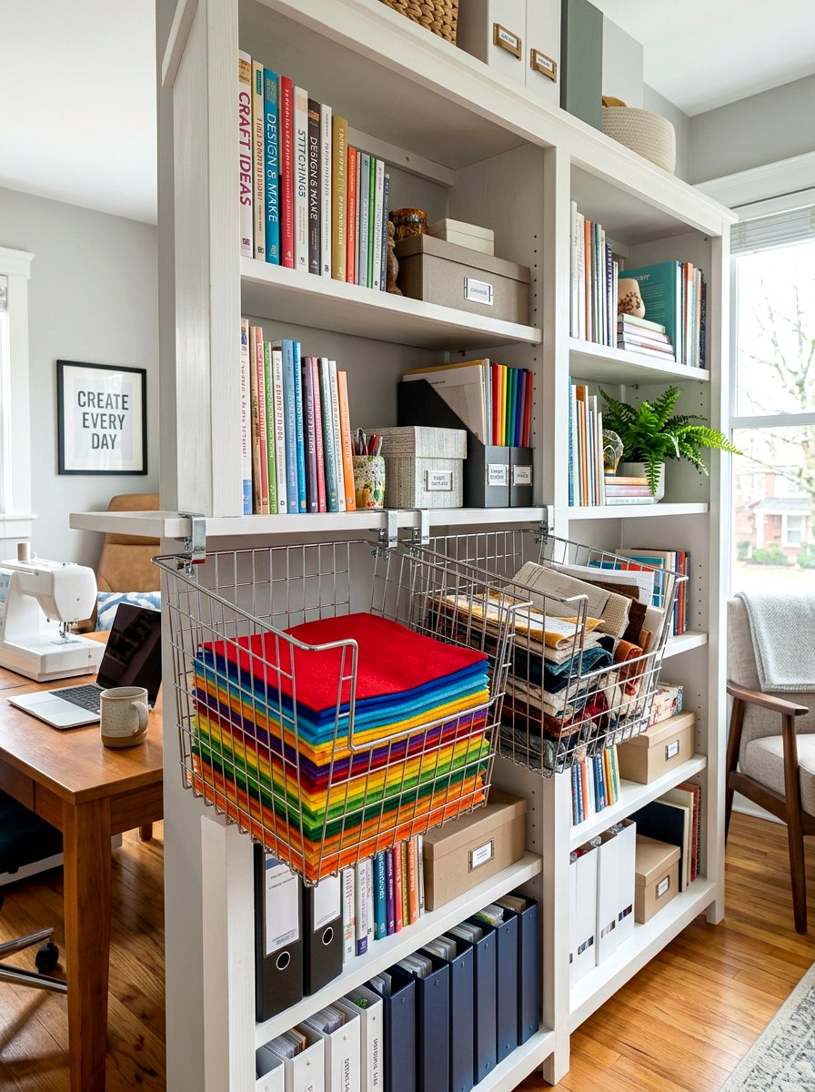 Under Shelf Basket - 30 organizing a craft room ideas
