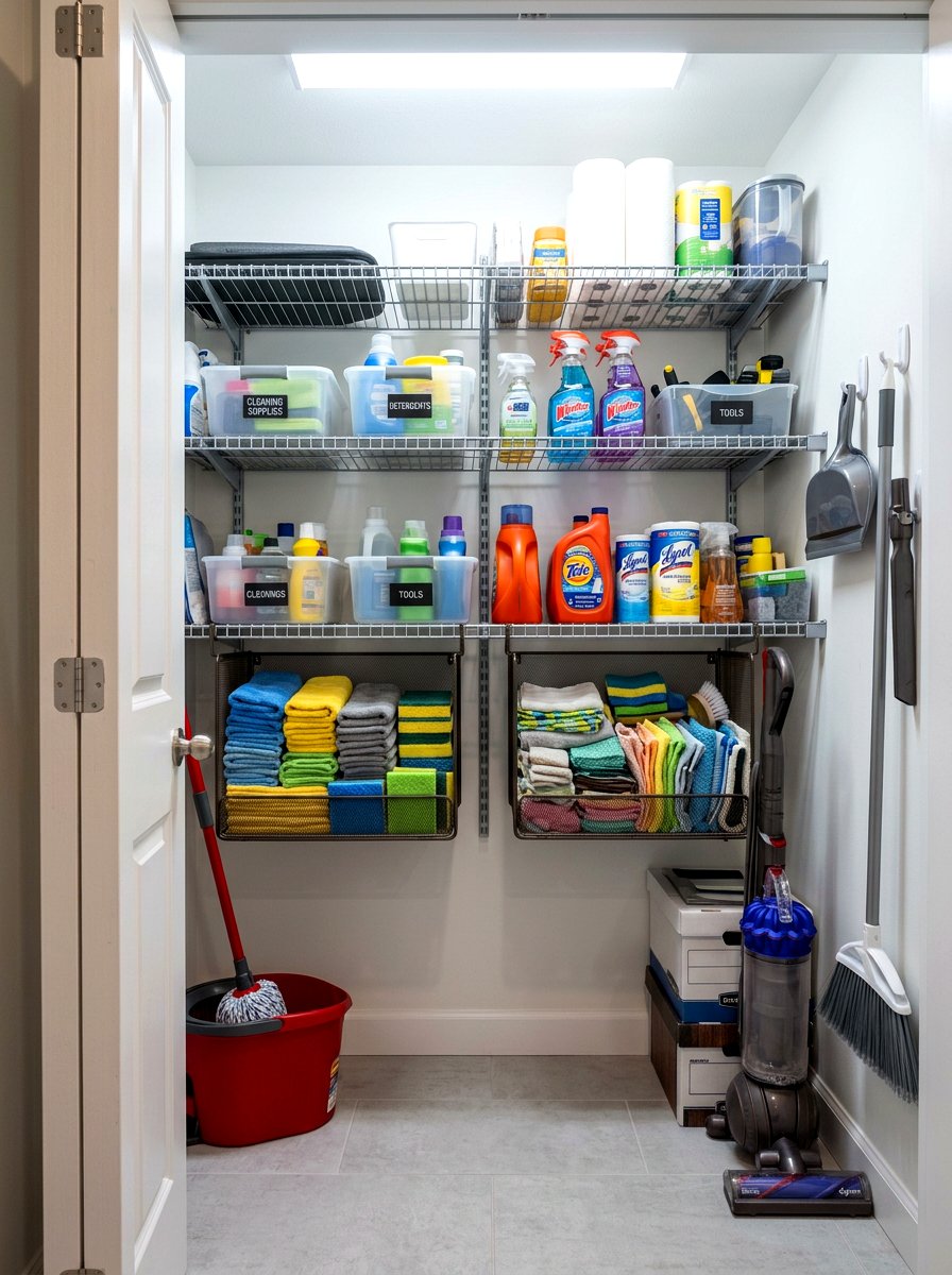 Under Shelf Baskets - 30 utility closet shelving ideas