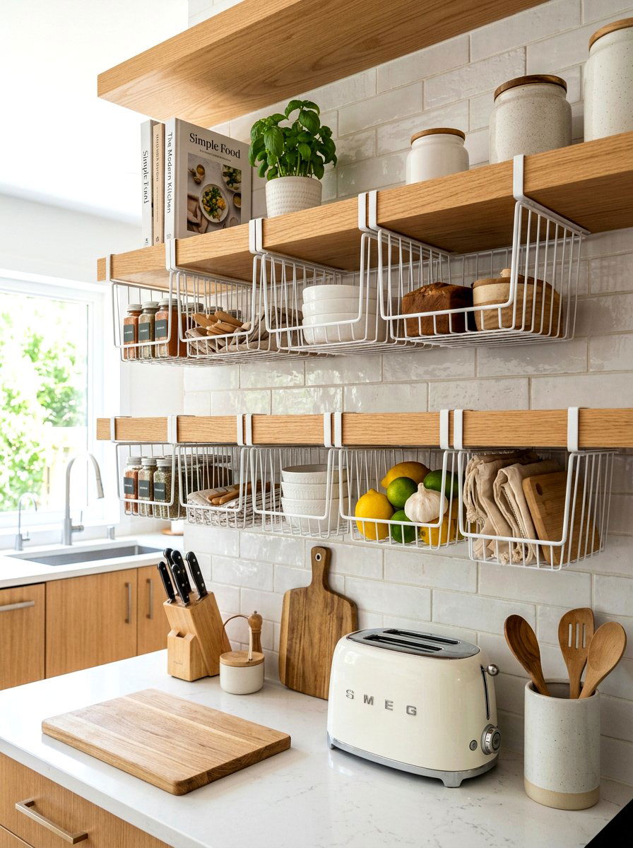 Under Shelf Baskets - 30 zero waste pantry ideas