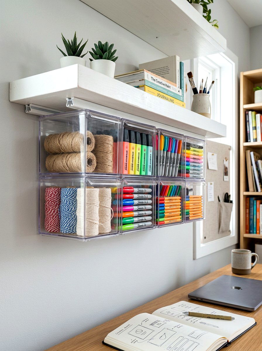Under Shelf Drawers - 30 garden shed storage ideas