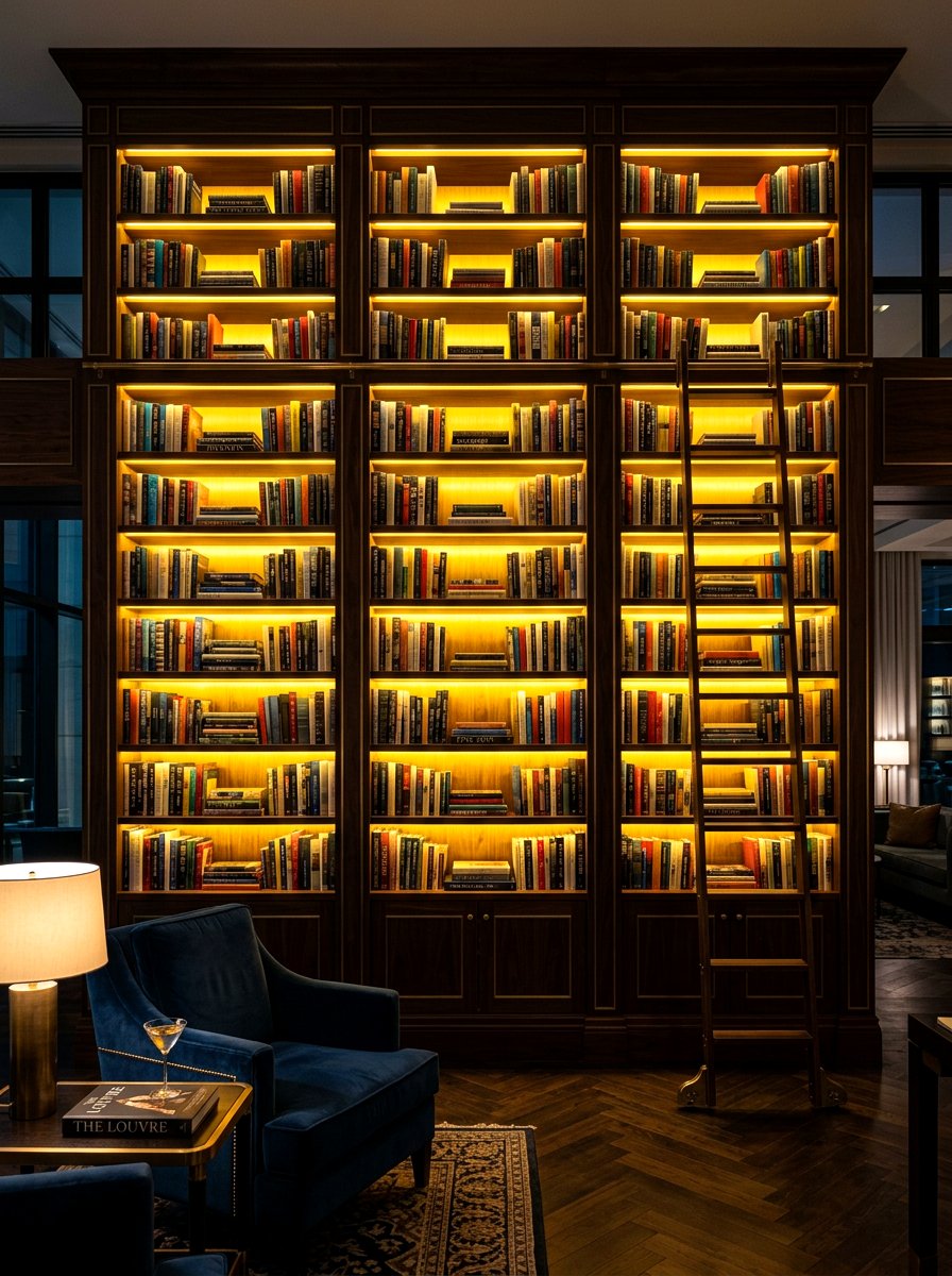 Under Shelf LED Strip Lighting - 30 organizing a bookshelf ideas