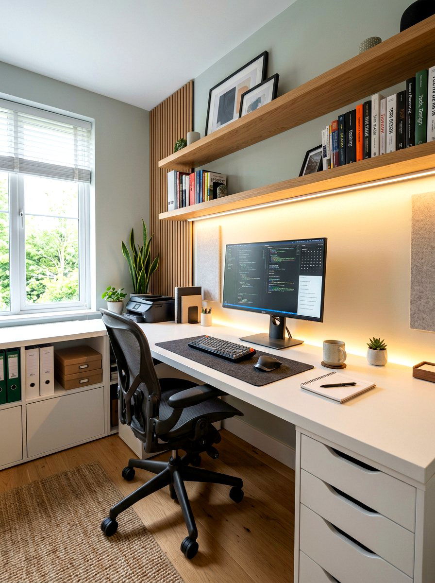 Under Shelf Light - 30 home office lighting ideas