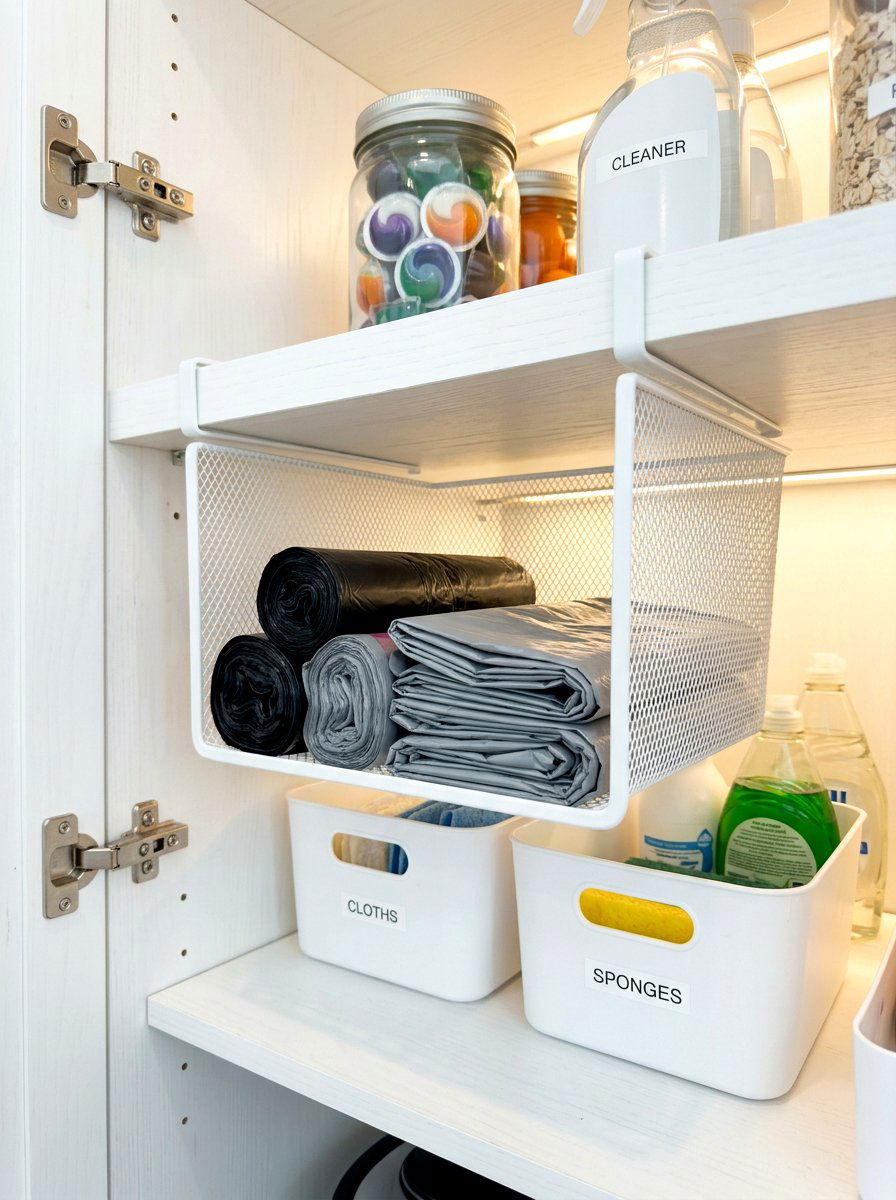 Under Shelf Wire Basket - 30 under sink storage rental ideas