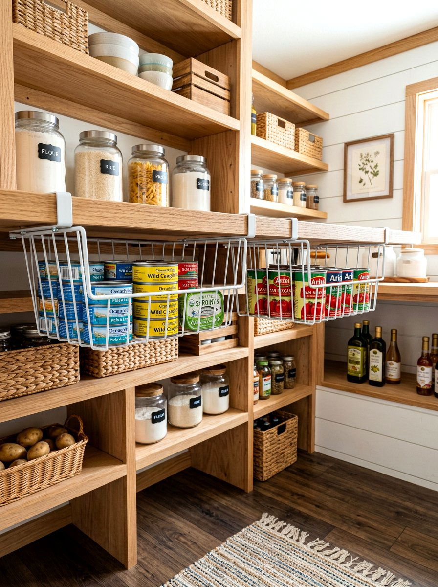 Under Shelf Wire Basket - 30 can storage ideas