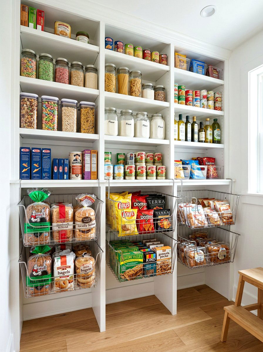 Under Shelf Wire Baskets - 30 pantry organization ideas